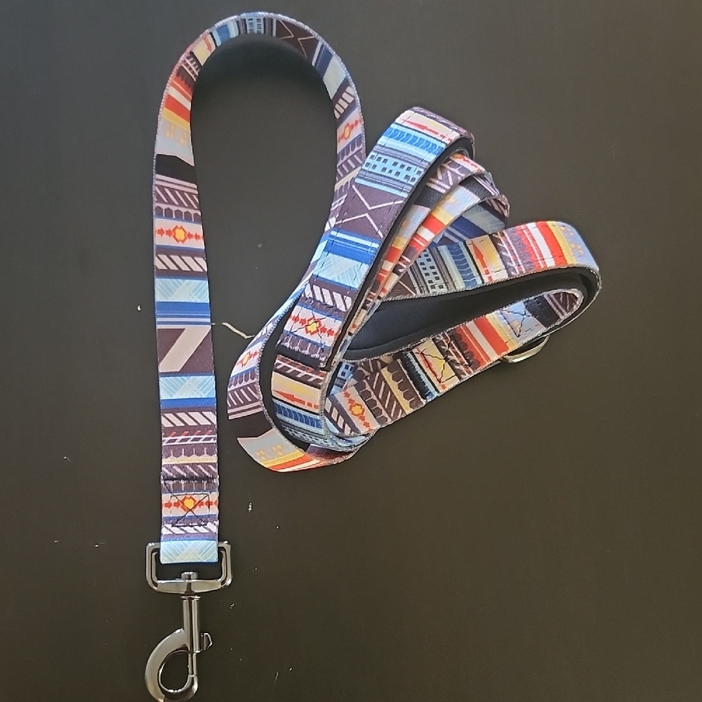 Patterned Double Handle Dog Leash - Multicolor